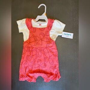 Carter's Coral Butterfly Romper with White Bodysuit